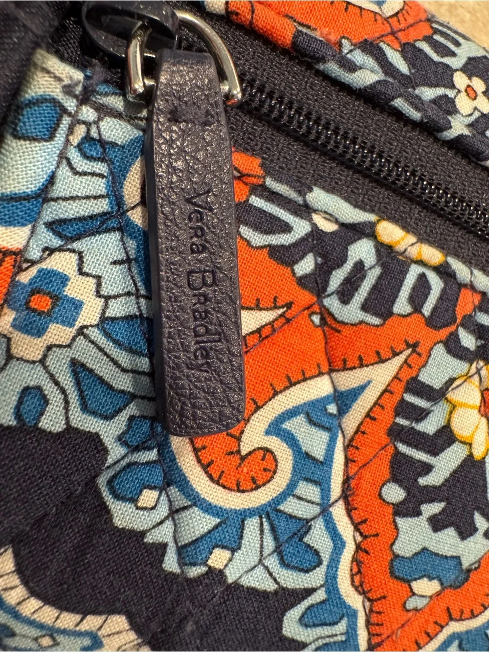 Vera Bradley Quilted Floral Wallet  in Navy and Orange - Picture 4 of 4